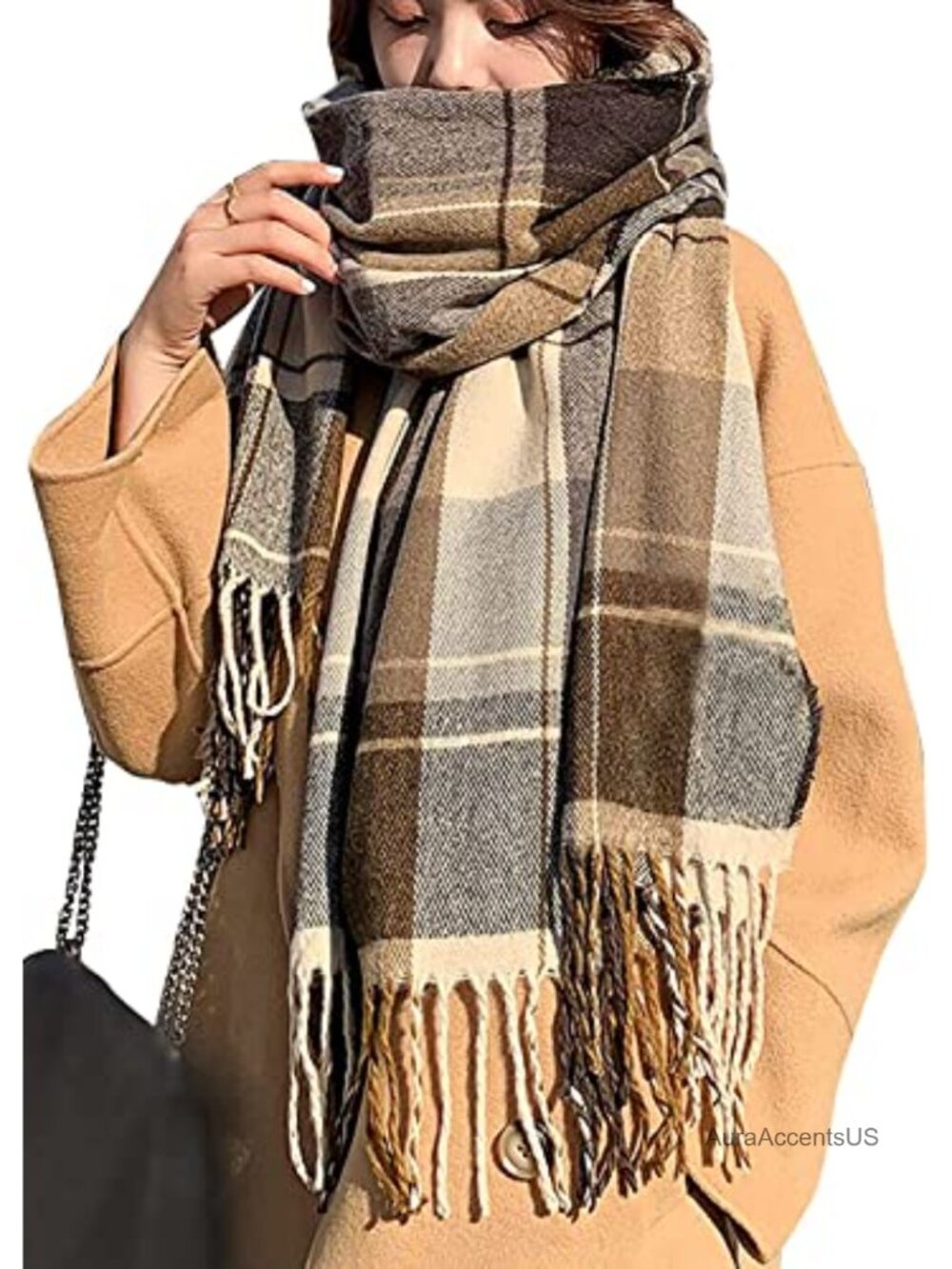 Women's Plaid Blanket Scarf Soft Warm Large Lattice Shawl Wrap